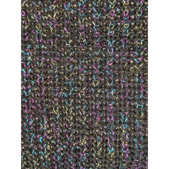 Vintage 1980s Flashy Metallic Black Pullover Sweater Shiny 80s Pop Queen Fashion - Picture 8 of 8